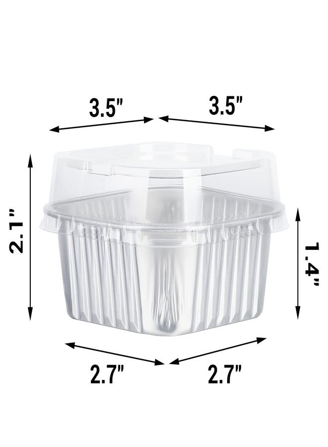EUSOAR Disposable Ramekins with Lids, Silver 5oz 100pcs Creme Brulee Ramekin Disposable, Aluminum Foil Baking Cups,Creme Brulee Ramekins Muffin Square Cupcake Cups Pans with Lid - Image 2