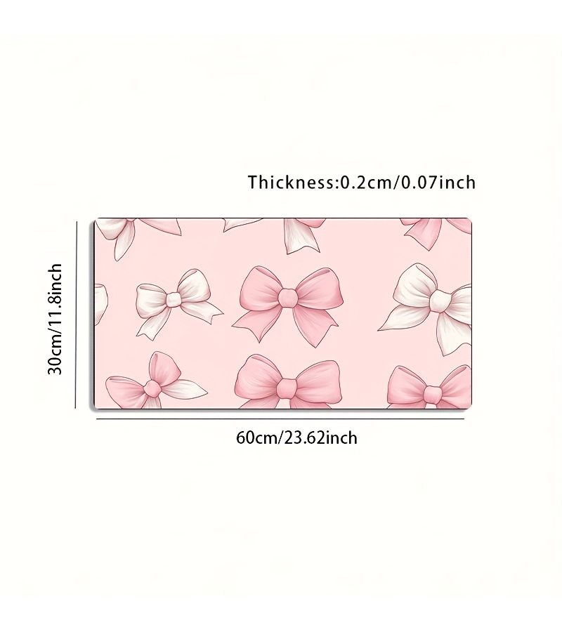 Large Sized 30x60cm Esports Gaming Mouse Pad With Repeating Pink Bow Pattern Non Slip Washable Rubber Base Oversized Desk Mat Office Desk Accessory Computer Decor Desktop Decoration - Image 3
