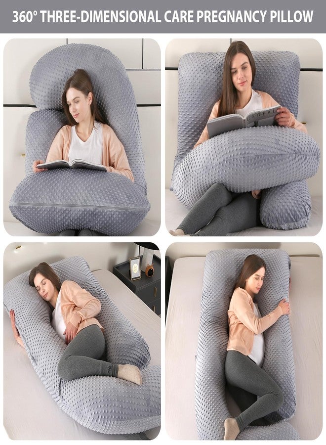 Elover Pregnancy Pillow Full Body 57 Inch Maternity Pillow with Removable Washable Cover Sleep Support for Legs, Back, Neck,HIPS, Belly for Pregnent Women,Black Grey Velvet Cover - Image 4