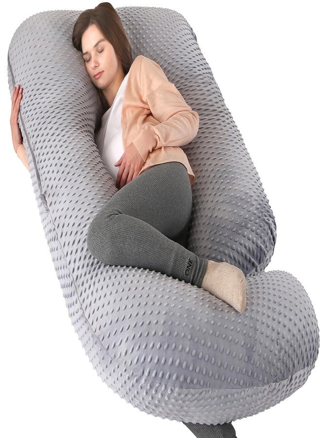 Elover Pregnancy Pillow Full Body 57 Inch Maternity Pillow with Removable Washable Cover Sleep Support for Legs, Back, Neck,HIPS, Belly for Pregnent Women,Black Grey Velvet Cover - Image 1