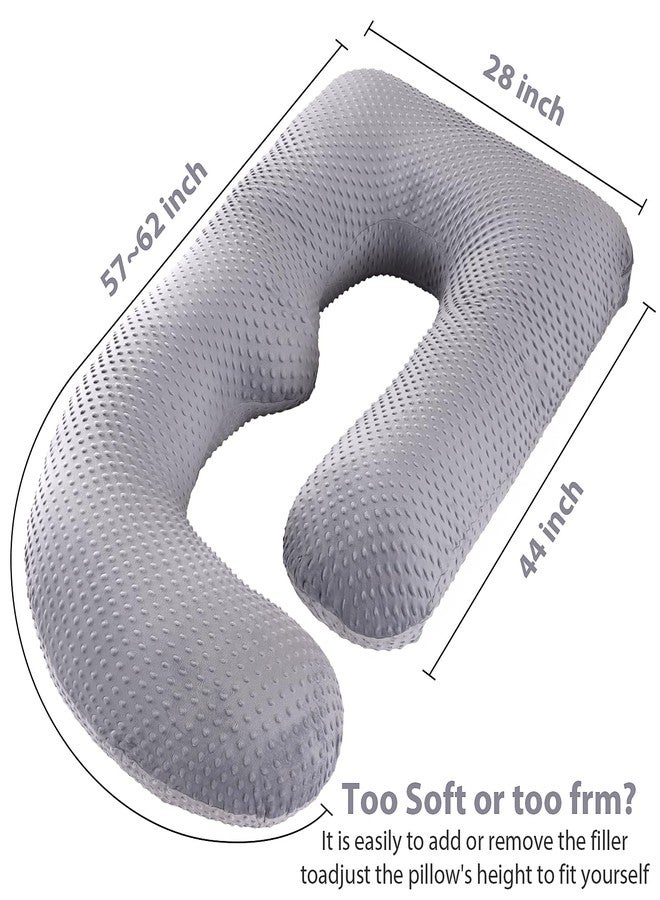 Elover Pregnancy Pillow Full Body 57 Inch Maternity Pillow with Removable Washable Cover Sleep Support for Legs, Back, Neck,HIPS, Belly for Pregnent Women,Black Grey Velvet Cover - Image 5