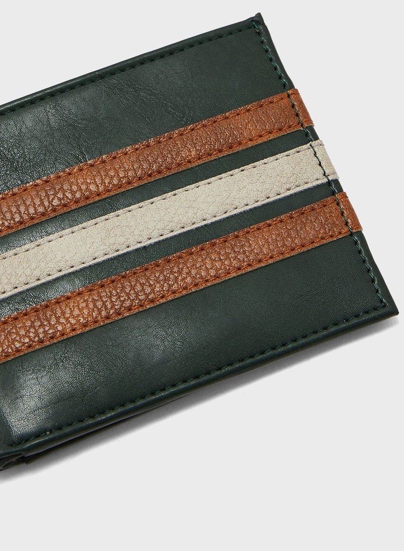 Stripes Detail Bi Fold Wallet