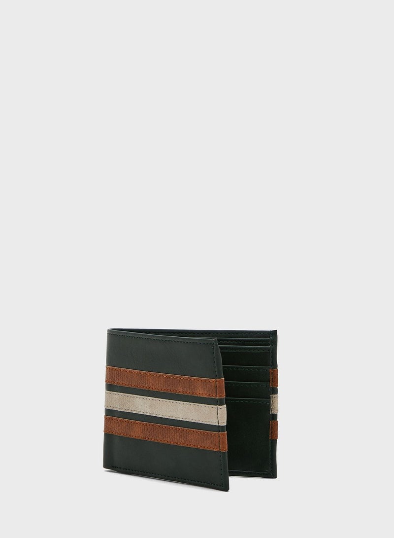 Stripes Detail Bi Fold Wallet