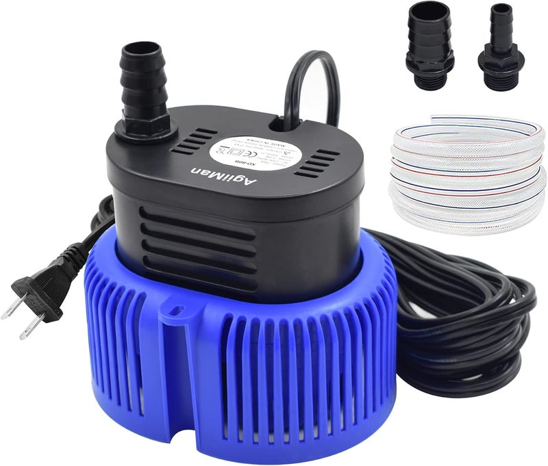 AgiiMan Pool Cover Pump Above Ground - Submersible Swimming Sump Inground Pump, Water Removal with 16' Drainage Hose and 25 Feet Power Cord, 850 GPH, 3 Adapters - Image 1