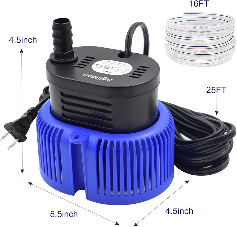 AgiiMan Pool Cover Pump Above Ground - Submersible Swimming Sump Inground Pump, Water Removal with 16' Drainage Hose and 25 Feet Power Cord, 850 GPH, 3 Adapters - Image 5