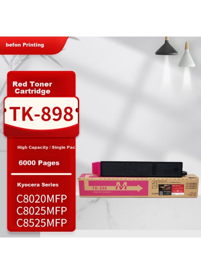 Deyin Plus Tk-898 Toner Cartridge Compatible With Kyocera 8020 Fs-c8025 C8520 Fs-c8525mfp Tk-898 High Capacity Red Toner Cartridge - 6000 Pages - Image 1