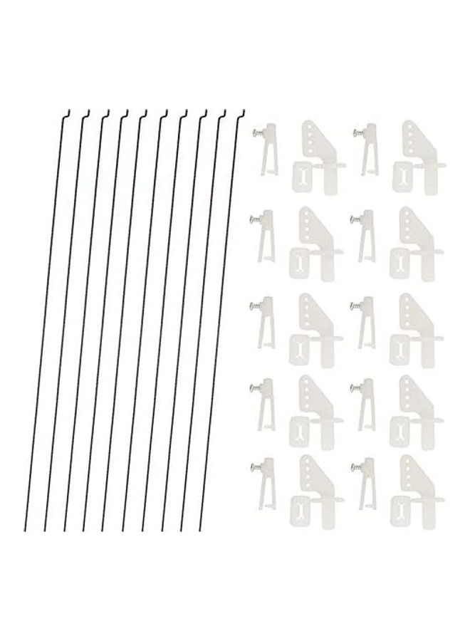 10-Piece Steel Pushrods And 10-Piece Nylon  Lock On Control Horns 4 Holes For Rc Airplane Model - Image 1