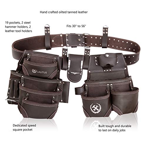 LAUTUS Oiled Tanned Rig Tool Belt/Pouch/Bag, Carpenter, Construction, Framers, Handyman, Electrician - Image 2