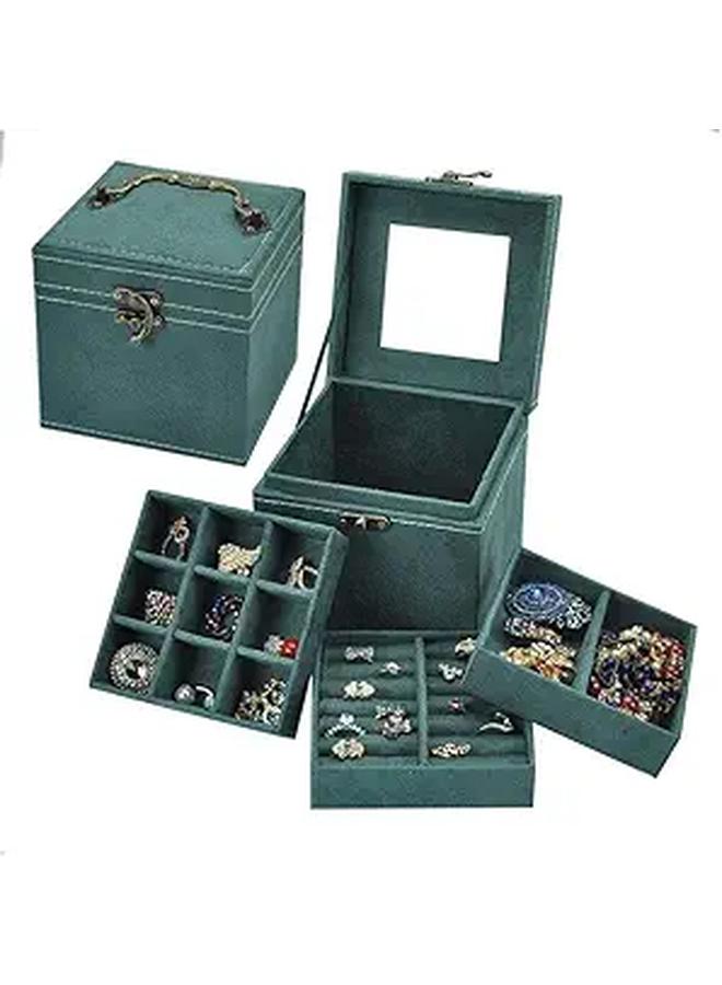 Jewelry Boxes With Retro Handle Travel Portable Jewelry Organizer Holder Jewelry Organizer Box Desktop Storage (Color : Jewelry Box G)  - Image 1