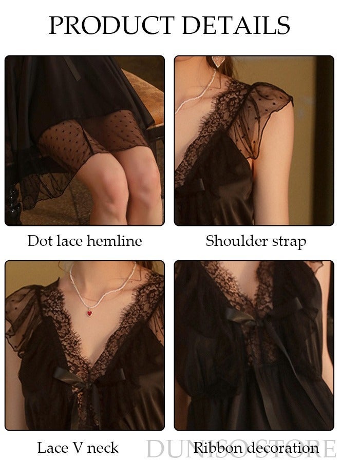 DUNISO Women's Sleeveless Nightgown Sweet Night Dress V neck Pajama Dress Sleepwear Girls Comfortable Nightwear Summer Home Wear Lounge Dress - Image 4