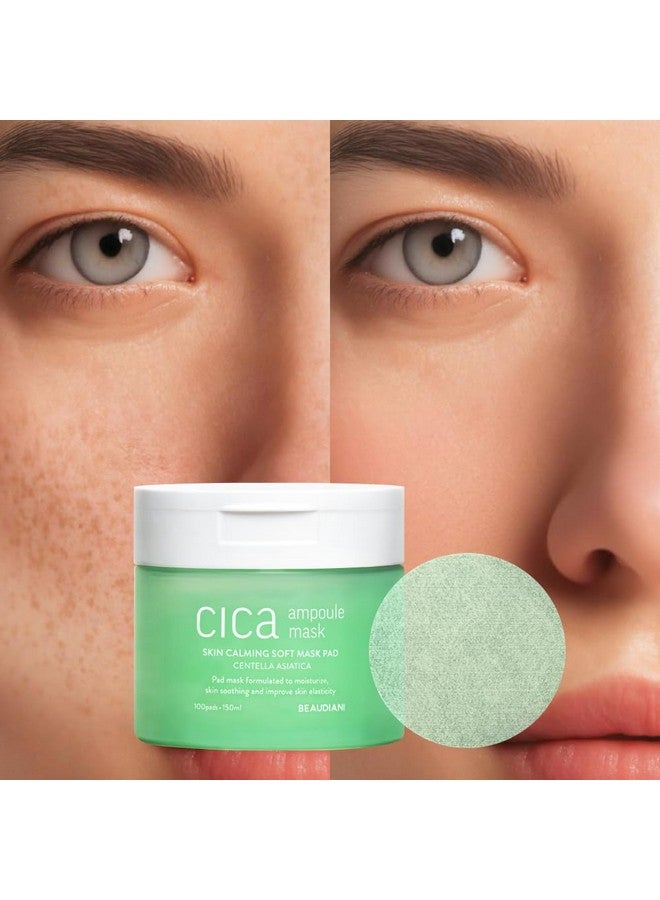 BEAUDIANI Cica Ampoule Mask 100Ea Skin Care Pad Korean Toner Pads Centella Asiatica Toner Pad Hydrating Toner Pad Facial Essentials Quick Calming Reduce Hot Flush Nutrition For Irritated Skin - Image 3