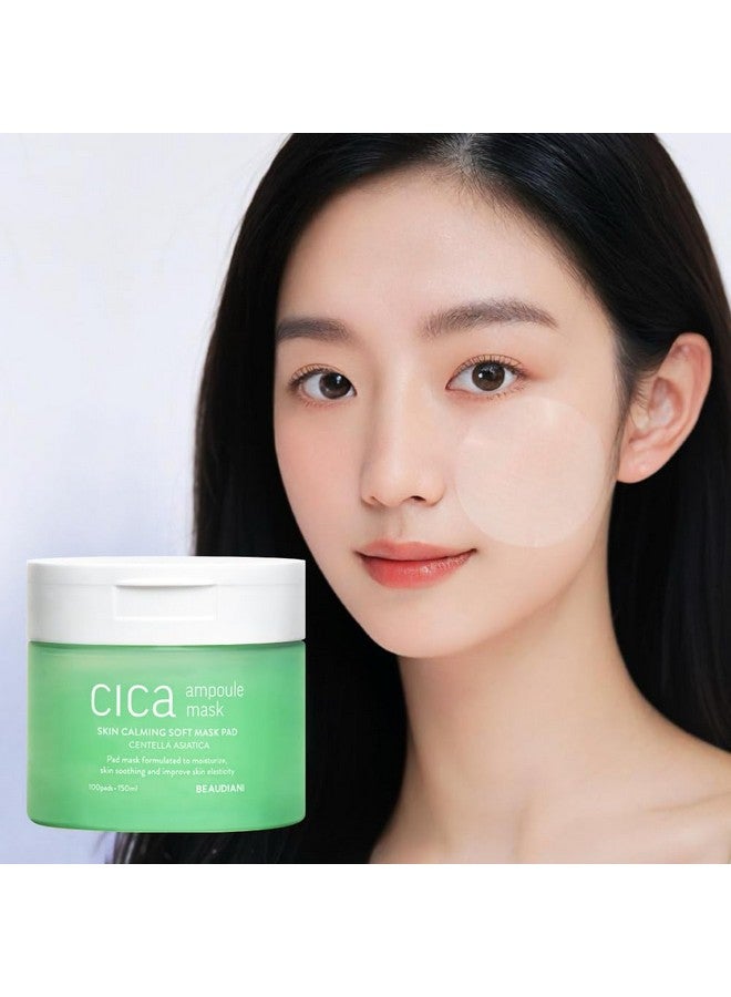 BEAUDIANI Cica Ampoule Mask 100Ea Skin Care Pad Korean Toner Pads Centella Asiatica Toner Pad Hydrating Toner Pad Facial Essentials Quick Calming Reduce Hot Flush Nutrition For Irritated Skin - Image 2