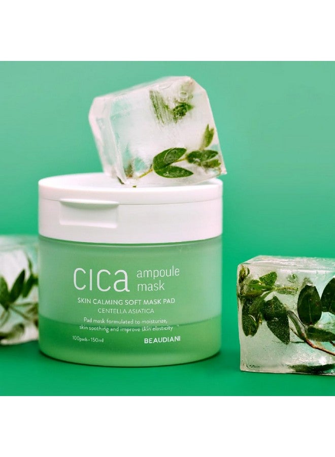 BEAUDIANI Cica Ampoule Mask 100Ea Skin Care Pad Korean Toner Pads Centella Asiatica Toner Pad Hydrating Toner Pad Facial Essentials Quick Calming Reduce Hot Flush Nutrition For Irritated Skin - Image 4