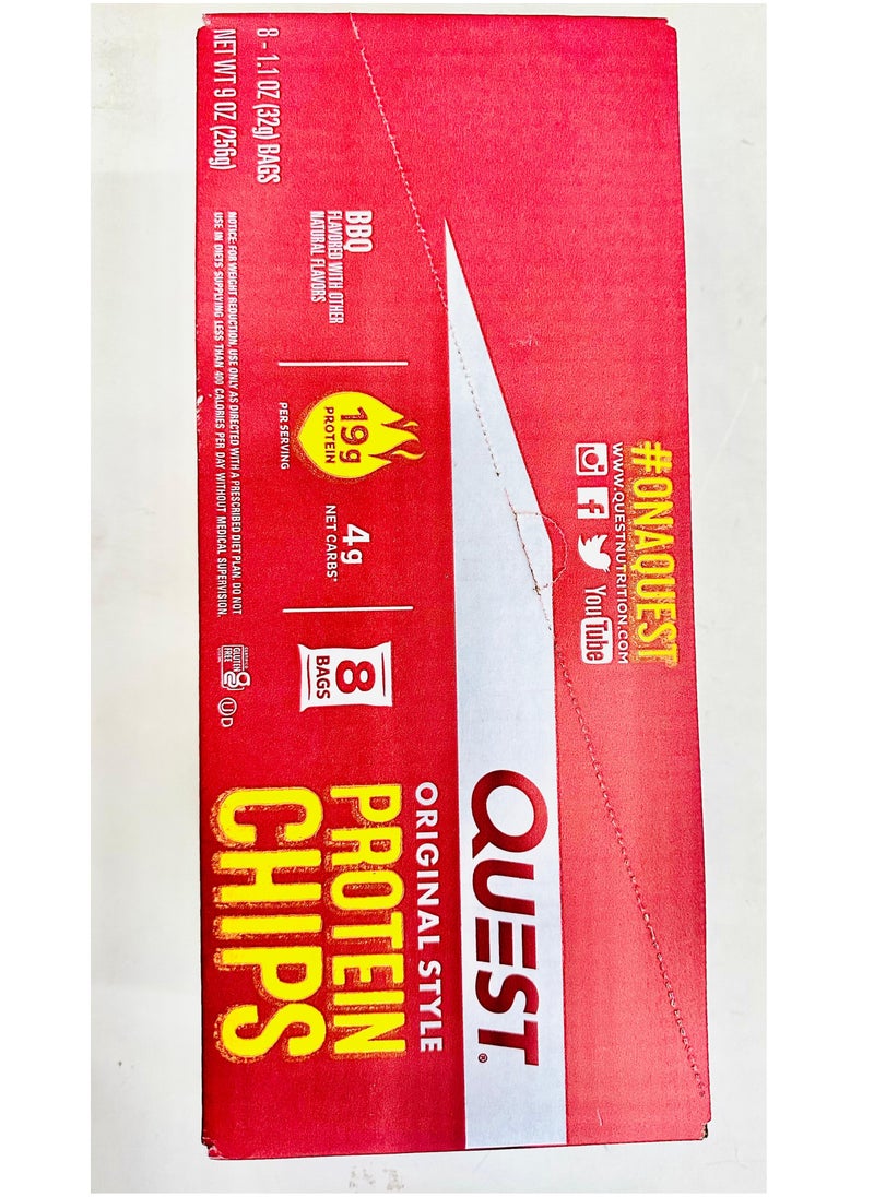 QUEST NUTRITION - Quest Protein Chips BBQ pack  8 - 1.1oz (32g) bags - Image 1