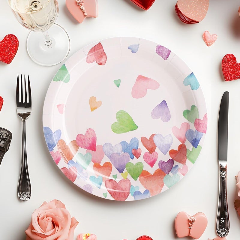 Gudvilla Birthday Plates and Napkins-168PCS Heart Plates Disposable Dinnerware Sets Birthday Party Supplies Serve 24,Birthday Day Decorations for Party Birthday Wedding-Valentines Day Plates - Image 4