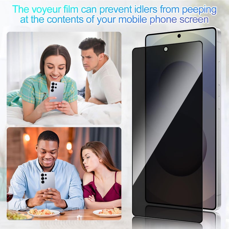 Lokyoo 2 Pack Privacy Screen Protector for Samsung Galaxy S25 Ultra[Anti-Spy Tempered Glass] [Fingerprint Unlock Support], Anti-Scratch, Bubble-Free, Easy Install 9H Protective Glass for S25 Ultra - Image 3