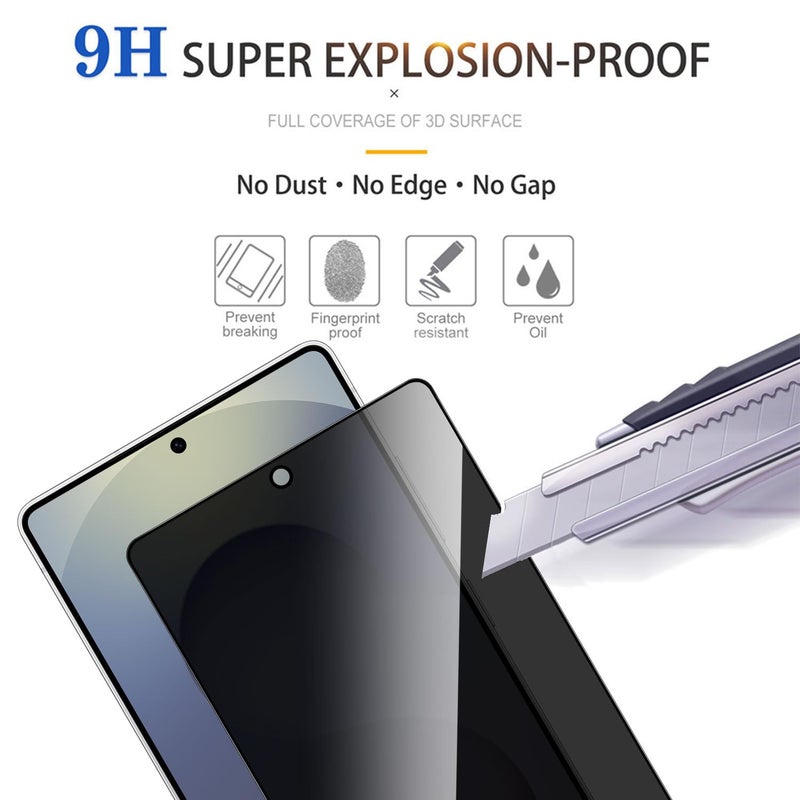 Lokyoo 2 Pack Privacy Screen Protector for Samsung Galaxy S25 Ultra[Anti-Spy Tempered Glass] [Fingerprint Unlock Support], Anti-Scratch, Bubble-Free, Easy Install 9H Protective Glass for S25 Ultra - Image 5