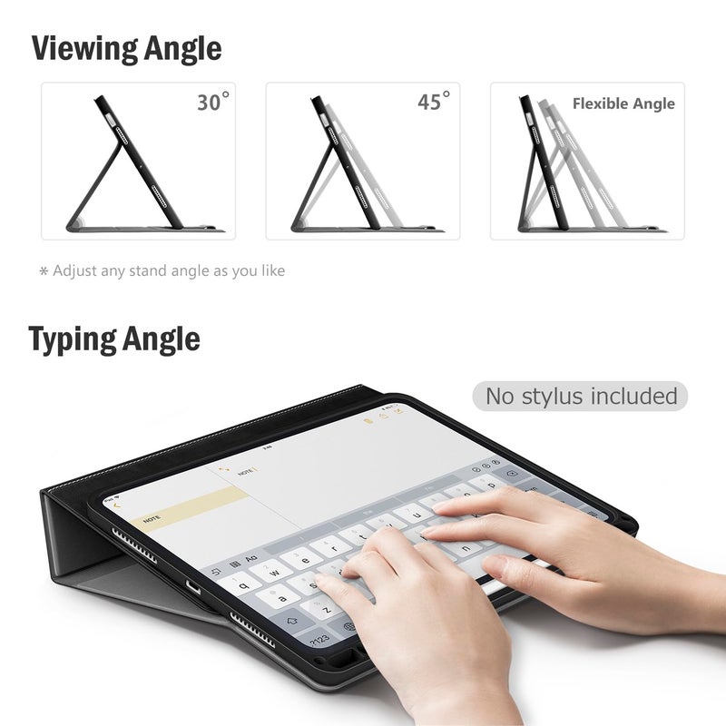 Antbox Case for iPad Air 11-inch M3 (2025) / M2 (2024), iPad Air 5th/4th Generation 10.9'' Vegan Leather with Pencil Holder Typing Angle Auto Sleep/Wake Muti-Stand (Black) - Image 3