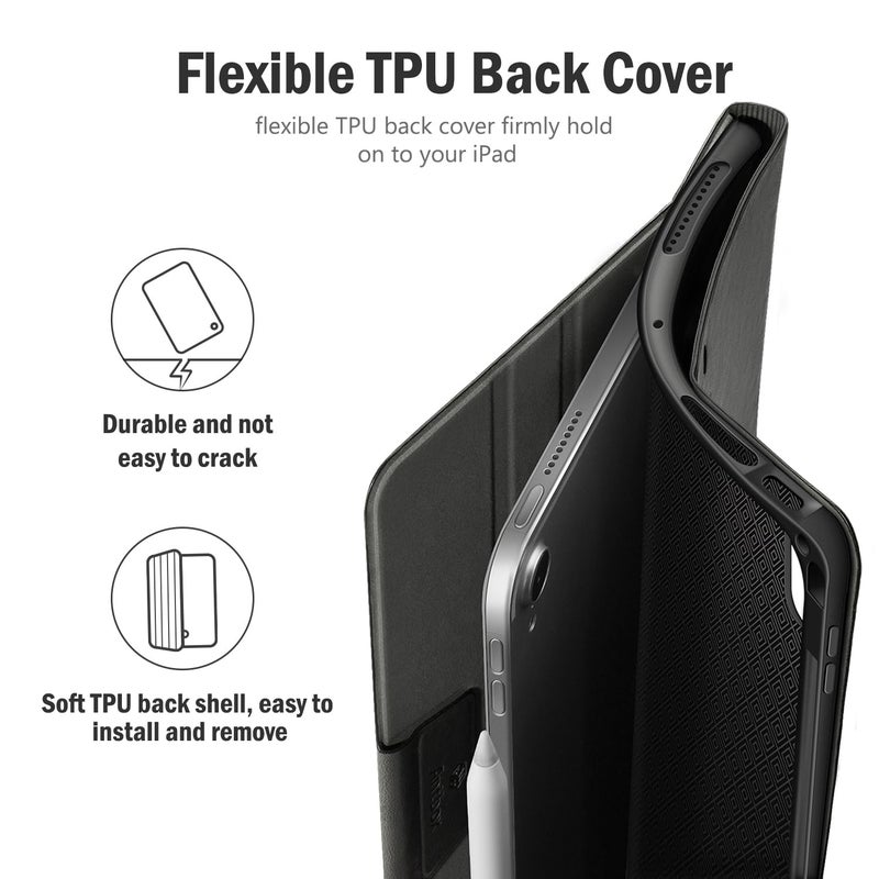 Antbox Case for iPad Air 11-inch M3 (2025) / M2 (2024), iPad Air 5th/4th Generation 10.9'' Vegan Leather with Pencil Holder Typing Angle Auto Sleep/Wake Muti-Stand (Black) - Image 5