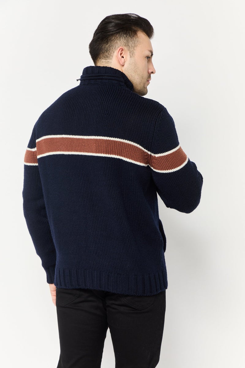Harmont & Blaine Men High Neck Textured Sweater, Multicolor - Image 4