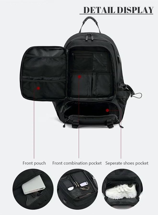 Canway Men Outdoor Sports Mountaineering Bag External Charging Port Independent Shoe Compartment Large Capacity Scientific Compartmentalized Backpack Short Distance Luggage Bag - Image 3