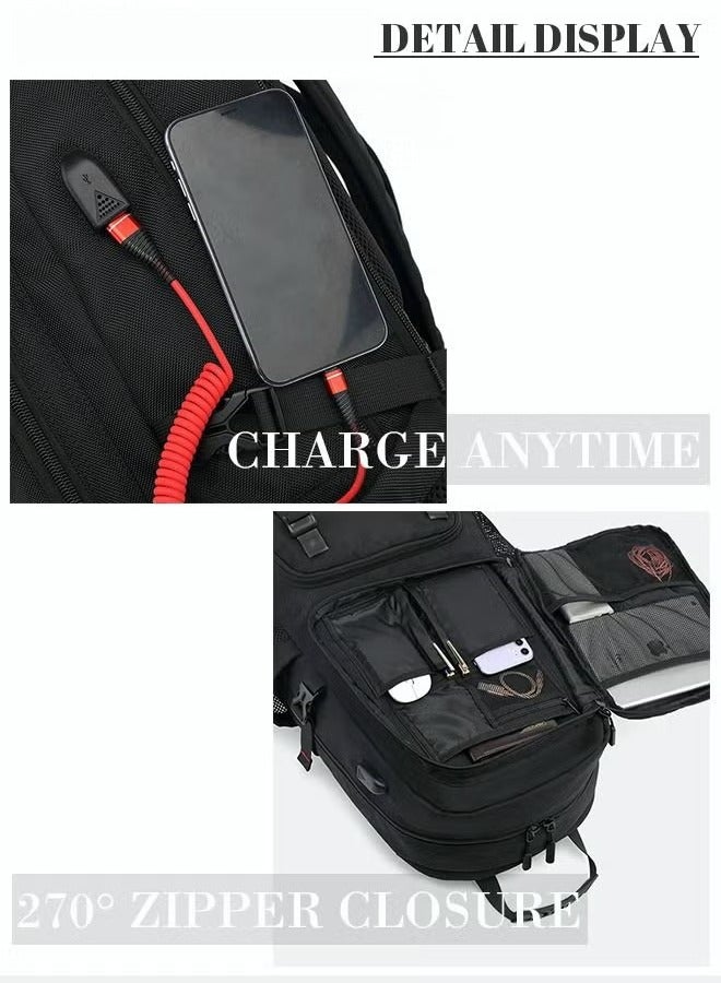 Canway Men Outdoor Sports Mountaineering Bag External Charging Port Independent Shoe Compartment Large Capacity Scientific Compartmentalized Backpack Short Distance Luggage Bag - Image 5