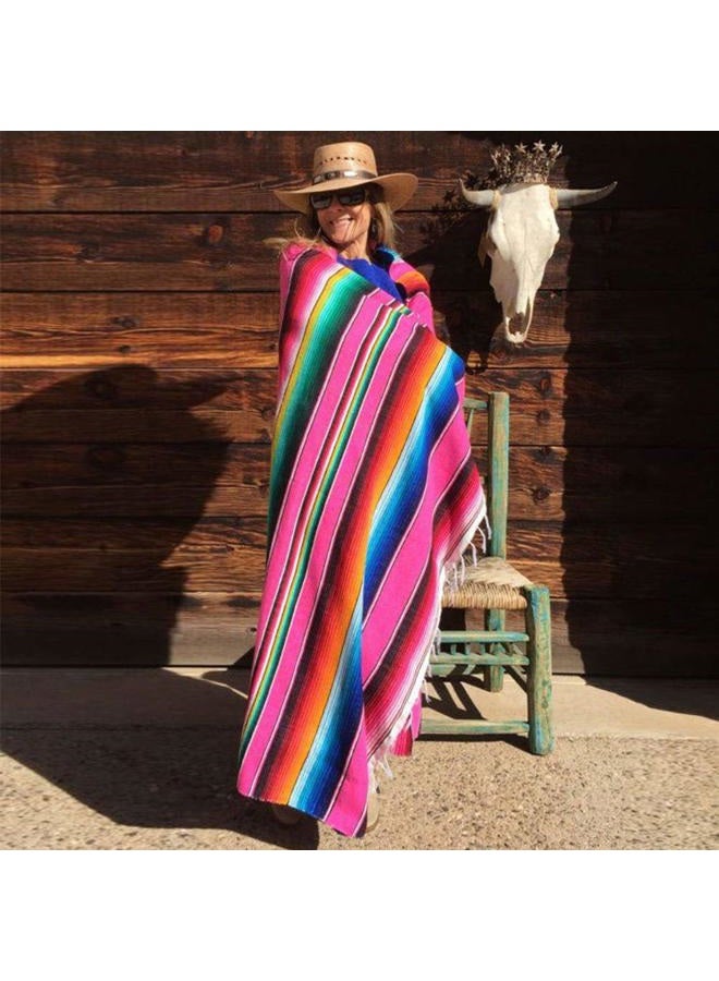 eccbox 84 X 59 Inch Large Mexican Serape Blanket with Assorted Bright Colors Mexican Tablecloth for Mexican Wedding Party Decorations - Image 3