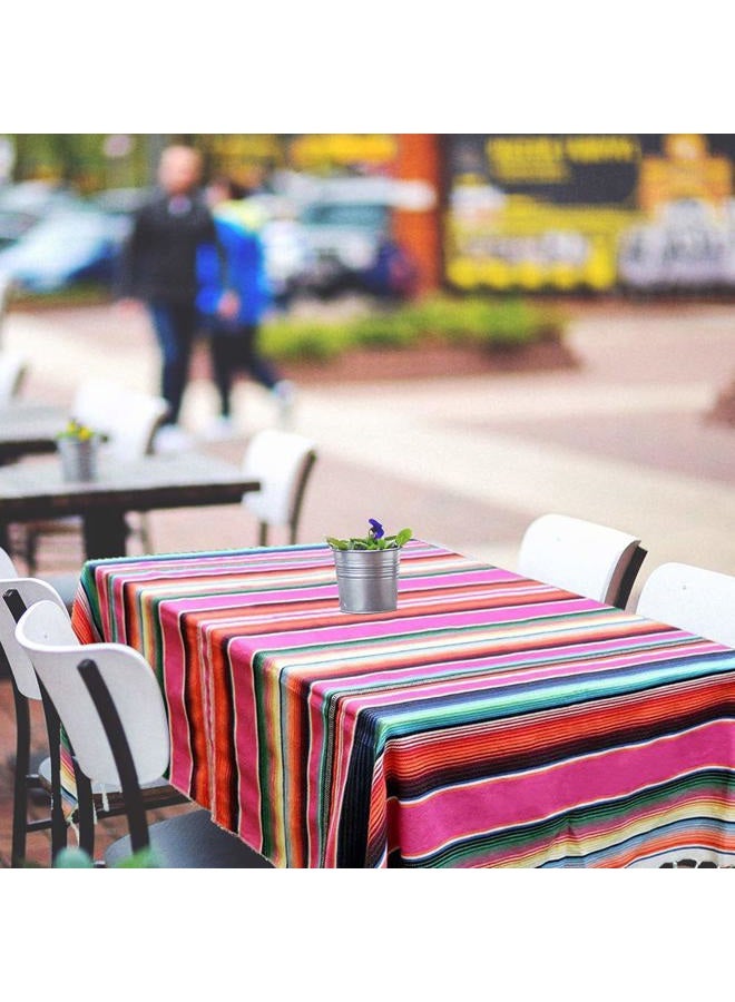 eccbox 84 X 59 Inch Large Mexican Serape Blanket with Assorted Bright Colors Mexican Tablecloth for Mexican Wedding Party Decorations - Image 2