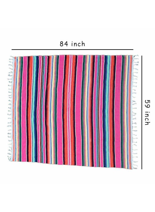 eccbox 84 X 59 Inch Large Mexican Serape Blanket with Assorted Bright Colors Mexican Tablecloth for Mexican Wedding Party Decorations - Image 5