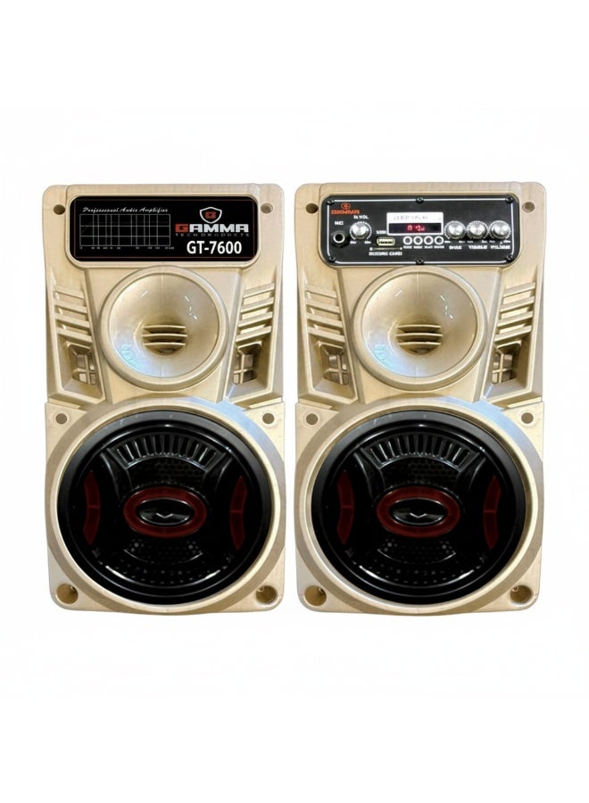 Gamma 100W Bluetooth Dual Woofer Speaker System with USB, SD/MMC, Remote Control & Wooden Cabinet-Gamma GT-7600 - Image 1