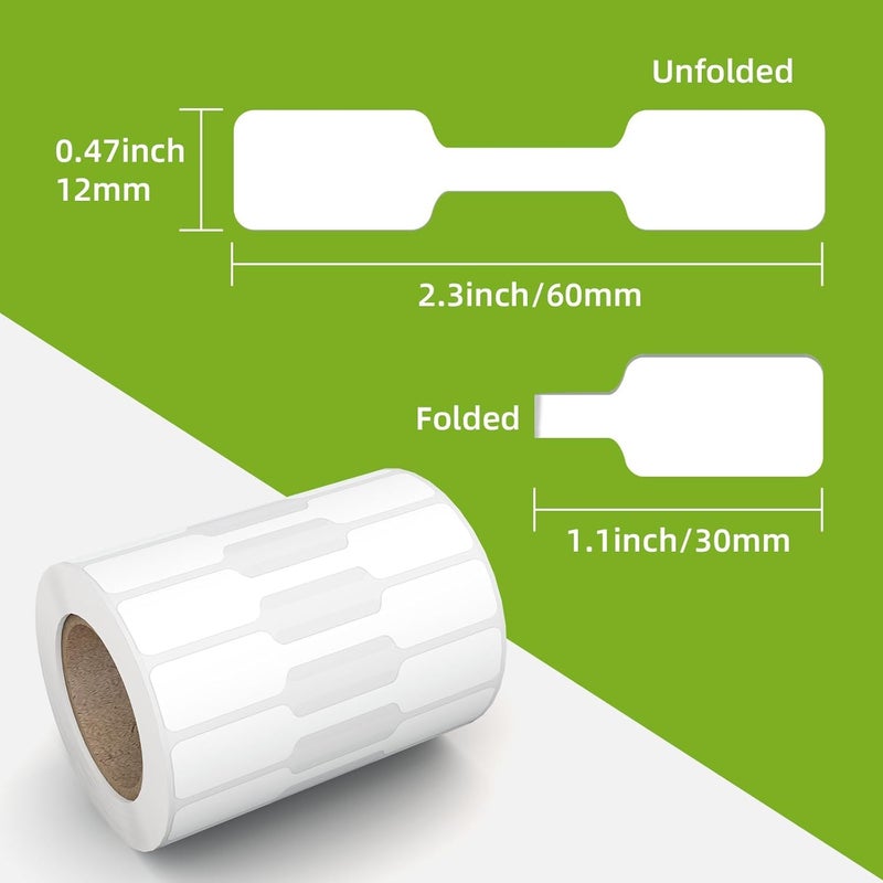BAR-CODING TECH ®, 1200 Pcs, Jewelry Price Tags, Matte Finish, Dumbbell Self Adhesive White Blank Jewelry Stickers for Bracelet, Ring, Necklace, Earring, Clothing Display (1 Roll, 1200 Labels/Roll) - Image 2