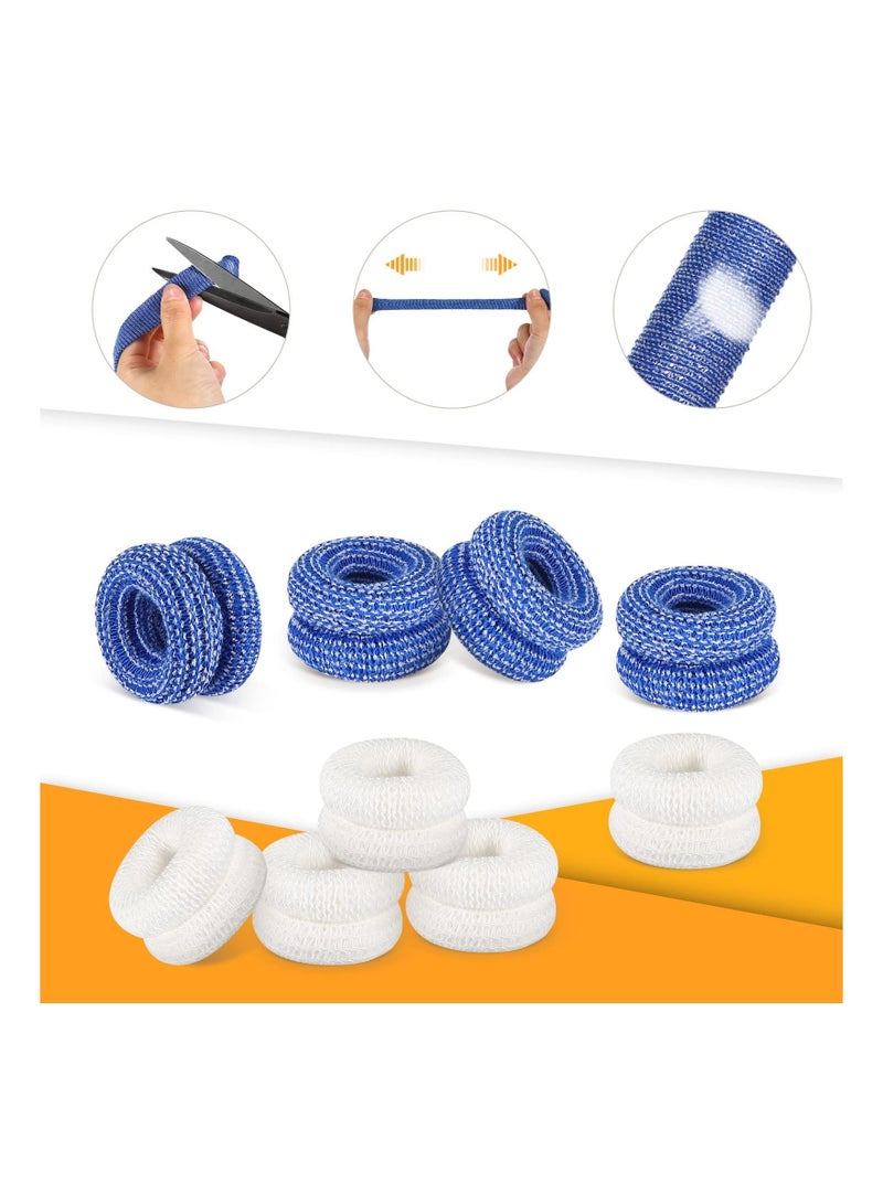 KASTWAVE 20 Pack First Aid Tubular Care Bandage, Sports Protective Gear, Soft Cotton Blue White Bandages for Finger Sprains and Swelling, 21x2cm - Image 2