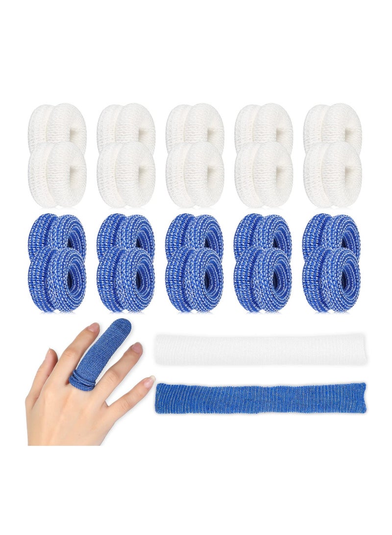 KASTWAVE 20 Pack First Aid Tubular Care Bandage, Sports Protective Gear, Soft Cotton Blue White Bandages for Finger Sprains and Swelling, 21x2cm - Image 1