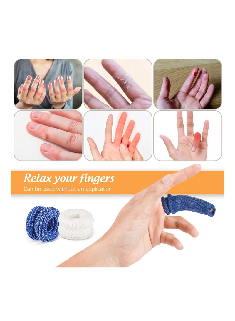 KASTWAVE 20 Pack First Aid Tubular Care Bandage, Sports Protective Gear, Soft Cotton Blue White Bandages for Finger Sprains and Swelling, 21x2cm - Image 3