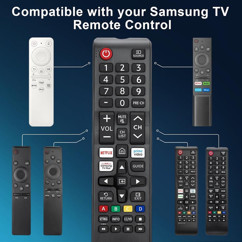 جهاز تحكم عام من لتلفزيونات Samsung الذكية، بديل لأجهزة التحكم في تلفزيونات Samsung الذكية من نوع LCD، LED، مزودة بإطار منحني وخاصية الطاقة الشمسية (موديلات BN59-01315J، BN59-01199F). - Image 4