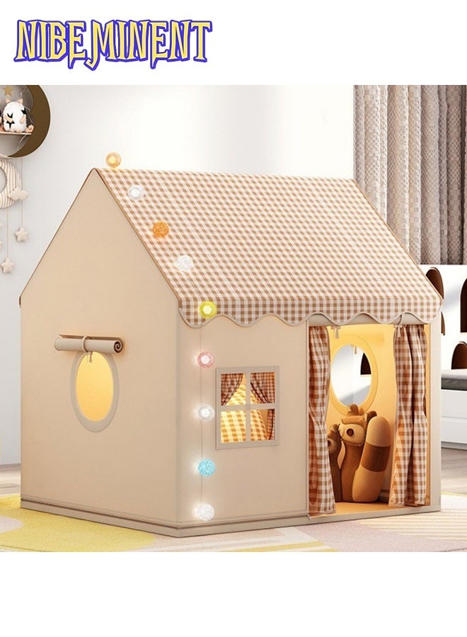 NIBEMINENT Large Kids Tent House Indoor Outdoor,Toddler Play Tent With Birthday Party Decoration,Play house for Baby Princess Castle Tent, Kids Indoor Room Toys for Girls and Boys（Tent + Cotton Ball Lamp） - Image 1