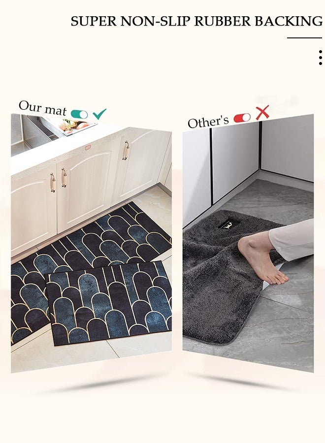 DUNISO 2PCS Non-Slip Kitchen Rugs and Mats, Anti-Fatigue Hallway Kitchen Runner Rug Set Backing Floor Mat for Kitchen Laundry Bathroom Office 40*60cm&40*120cm, Polyester, Rectangle - Image 3