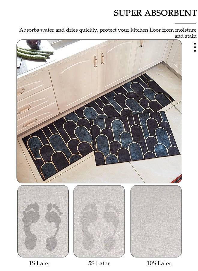 DUNISO 2PCS Non-Slip Kitchen Rugs and Mats, Anti-Fatigue Hallway Kitchen Runner Rug Set Backing Floor Mat for Kitchen Laundry Bathroom Office 40*60cm&40*120cm, Polyester, Rectangle - Image 4