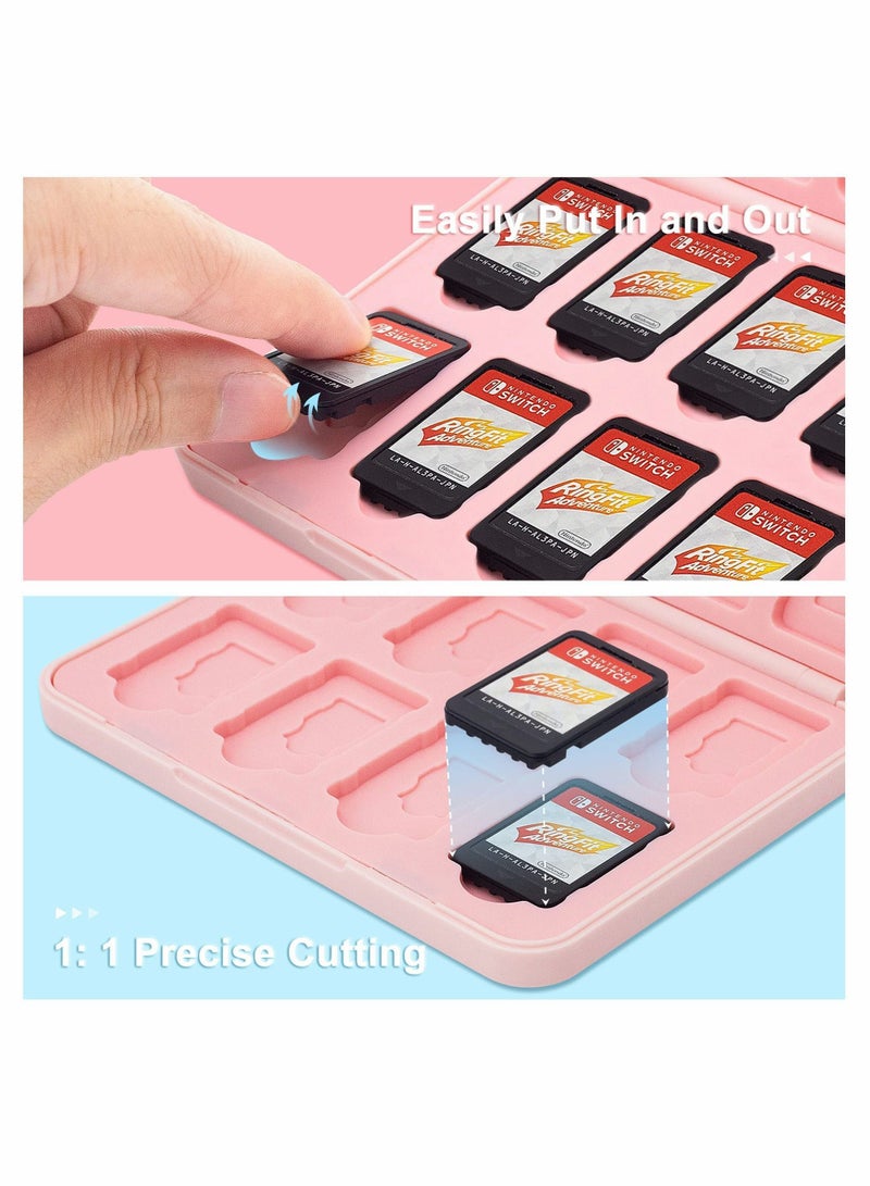 Y&D Game Card Case for Nintendo Switch SD Cards, Portable Cartridge, Cute Strawberry Pattern Storage Box with 2 Pieces Thumb Grip Caps  - Image 5