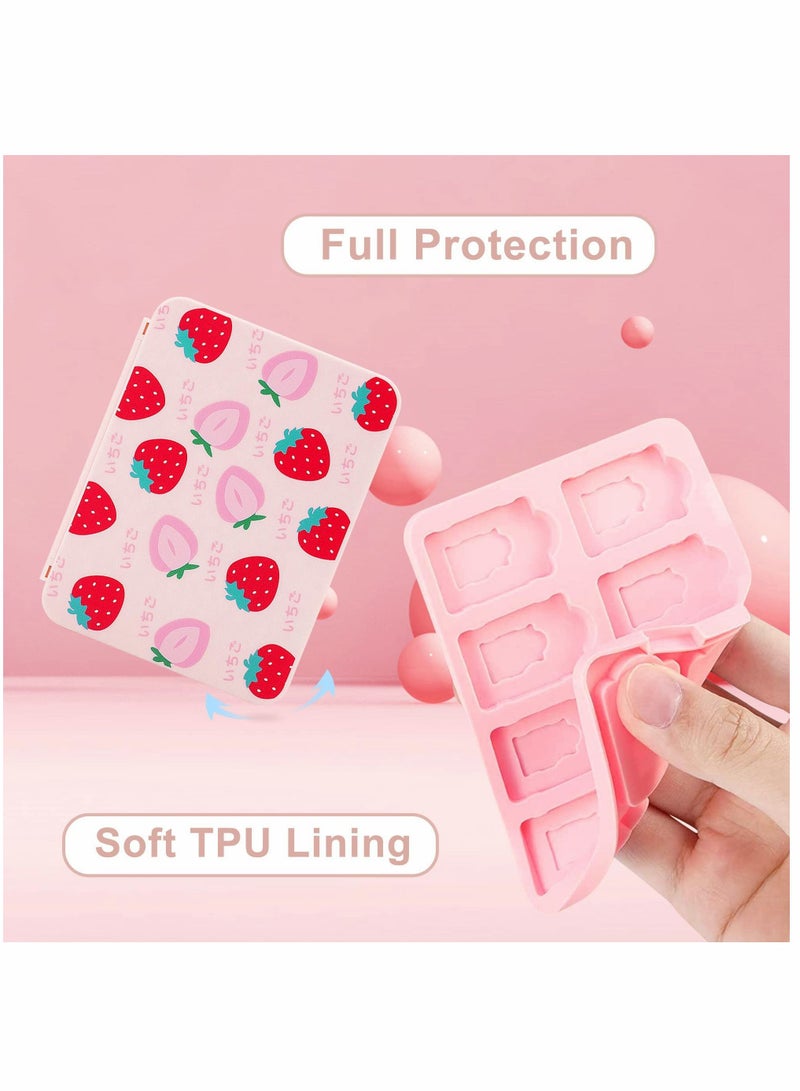 Y&D Game Card Case for Nintendo Switch SD Cards, Portable Cartridge, Cute Strawberry Pattern Storage Box with 2 Pieces Thumb Grip Caps  - Image 4