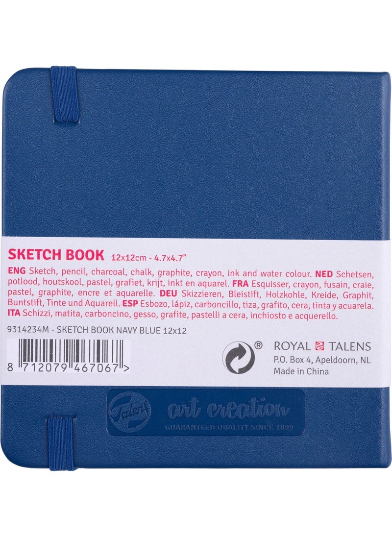 Talens Sketchbook Hard Cover Sketch Drawing Book 12 x 12 cm 140 gr 80 Yp Navy Blue  - Image 2