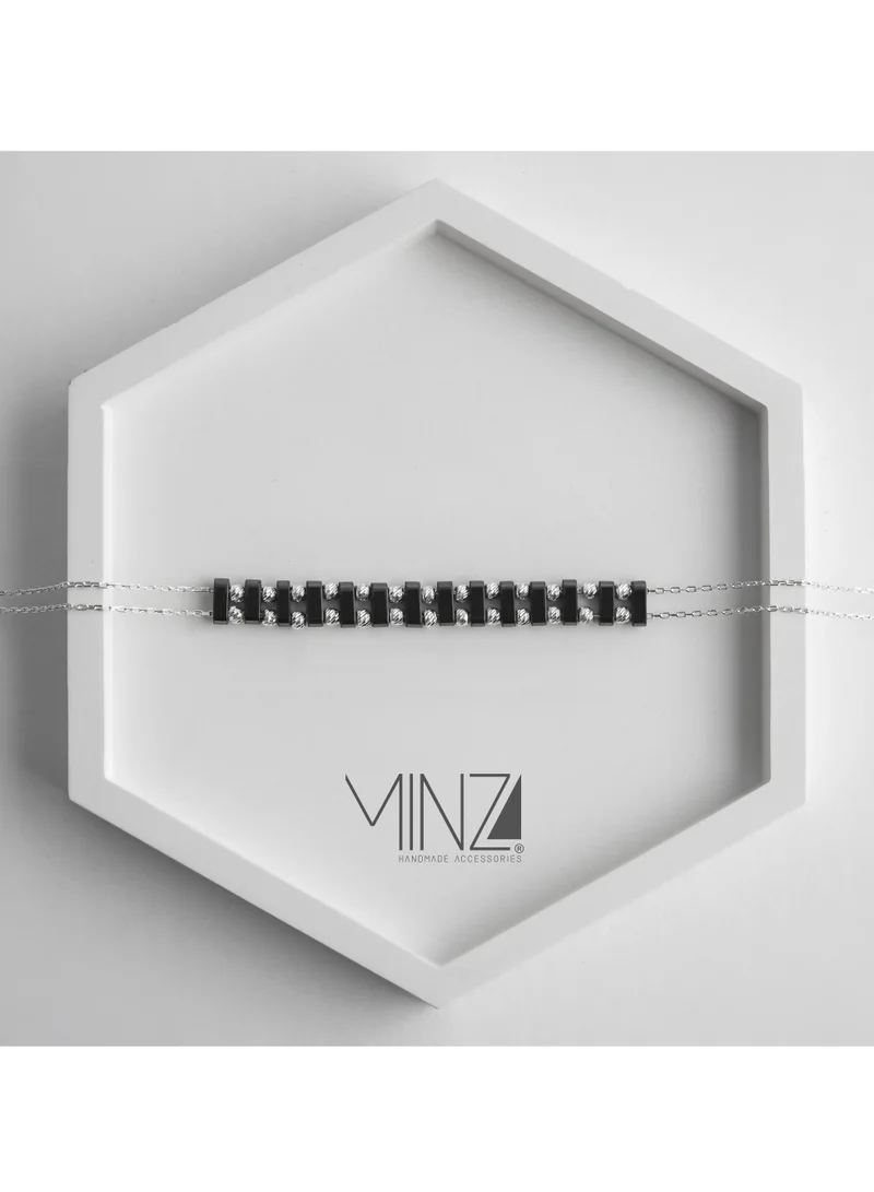 Minza  Minza " Asenath " Pure 925 Sterling Silver, Hematite Stone, Handmade Necklace for Women, Pendant and Chain Necklace, 2.500 grams of Silver, Jewelry for Casual & Special Occasion for Women | Best Price UAE