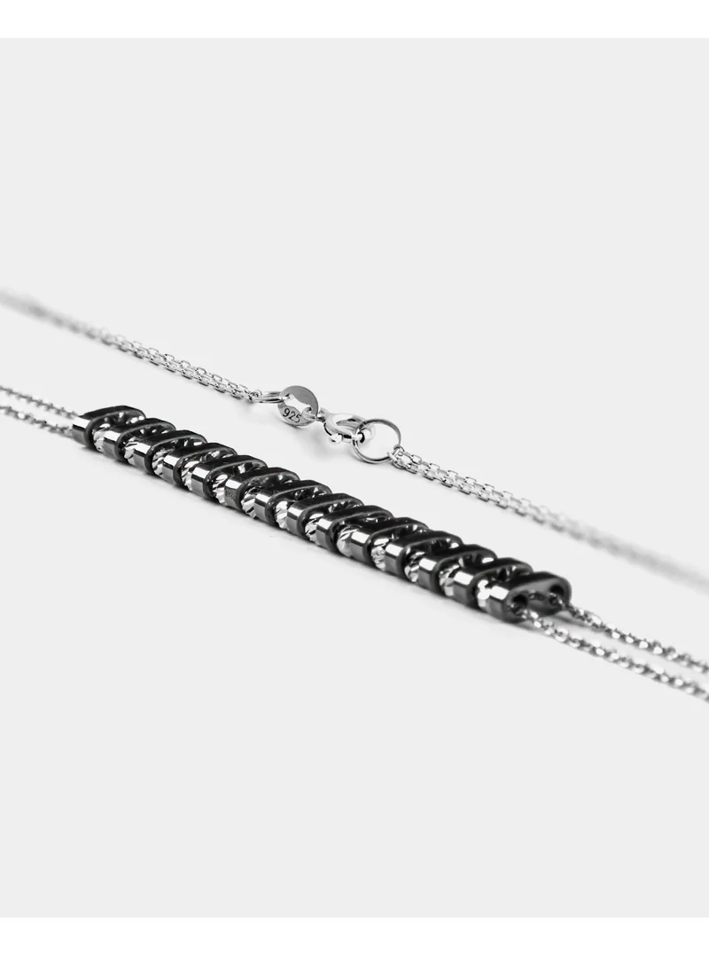 Minza  Minza " Asenath " Pure 925 Sterling Silver, Hematite Stone, Handmade Necklace for Women, Pendant and Chain Necklace, 2.500 grams of Silver, Jewelry for Casual & Special Occasion for Women | Best Price UAE