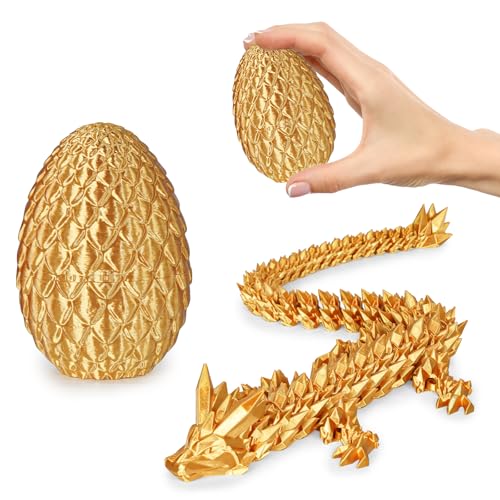 Olee Odee Small Dragon Eggs with Dragon Inside 3D Printed Surprise Funny Gifts for Kids Articulated Dragon Fidget Toys for Adults Executive Desk Toys Office Room Dcor Gold - Image 1