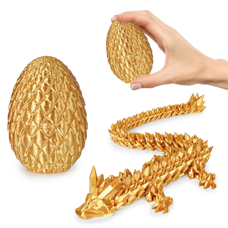Olee Odee Small Dragon Eggs with Dragon Inside 3D Printed Surprise Funny Gifts for Kids Articulated Dragon Fidget Toys for Adults Executive Desk Toys Office Room Dcor Gold - Image 3