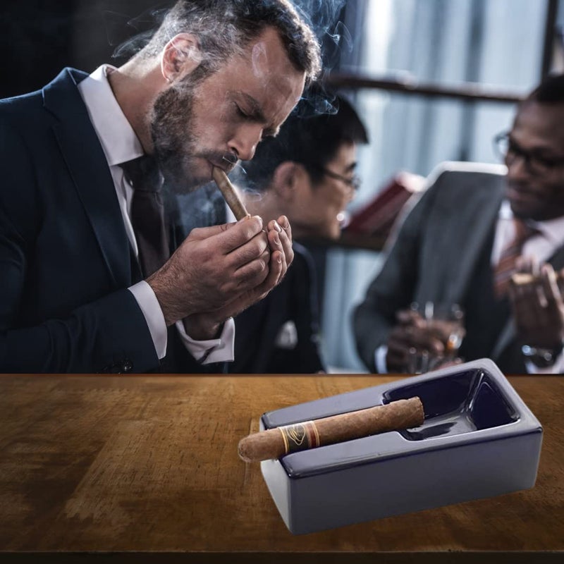 Mantello Cigars Mantello Cigar Ashtray- Cobalt Blue Ceramic Cigar Ashtray for Patio/Outdoor Use - Image 5
