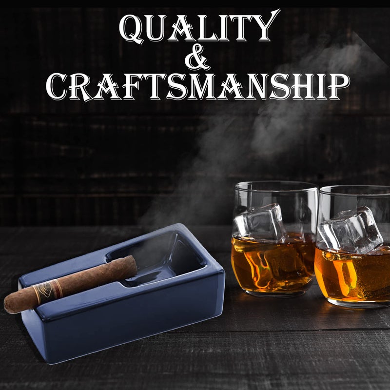 Mantello Cigars Mantello Cigar Ashtray- Cobalt Blue Ceramic Cigar Ashtray for Patio/Outdoor Use - Image 4