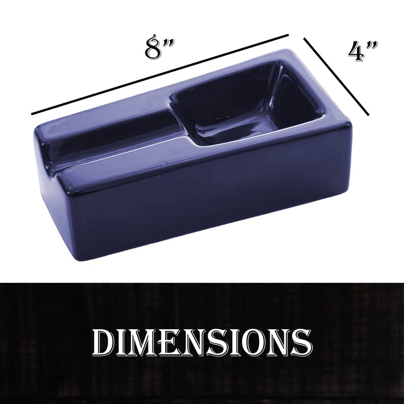 Mantello Cigars Mantello Cigar Ashtray- Cobalt Blue Ceramic Cigar Ashtray for Patio/Outdoor Use - Image 2