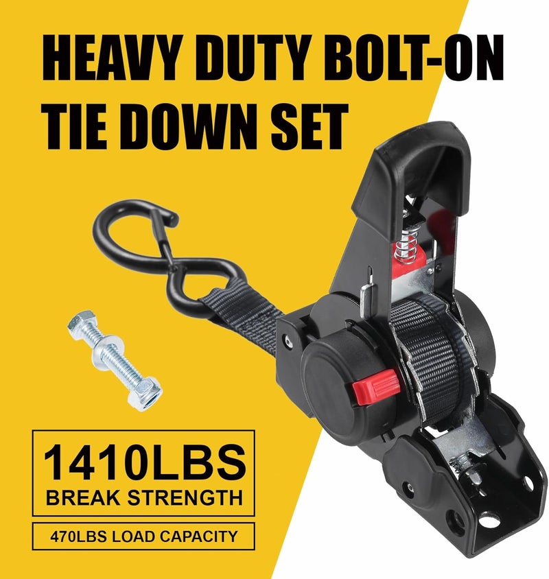 Ayaport Retractable Ratchet Straps 1 inch x 6ft - 1410lbs Break Strength Tie Down Straps for Boat, Jet Ski, Motorcycles, ATV - Image 3