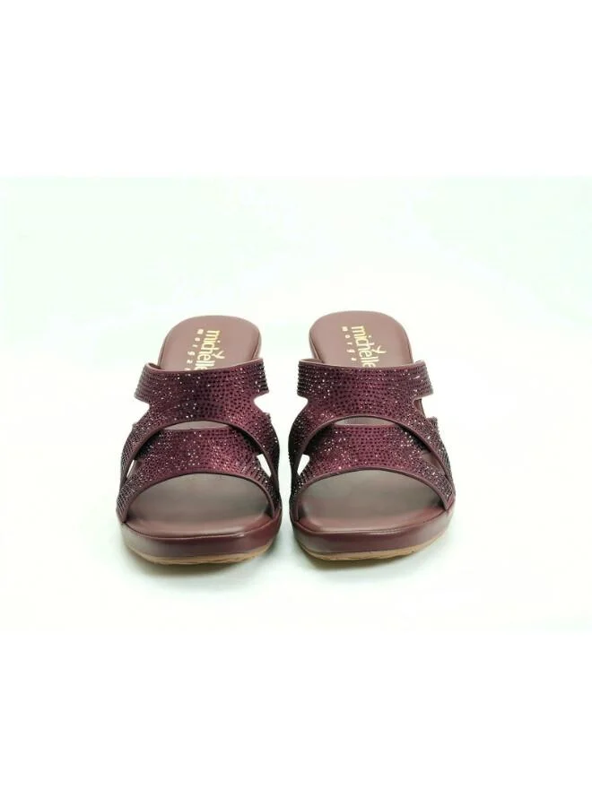 Michelle Morgan Bordo 092-3072 Michelle Morgan Women's Embellished Multi-Strap Block Heel Sandals 514RJ21G Bordo for Women | Best Price UAE